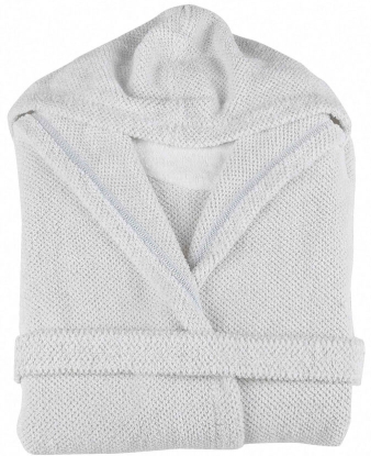 Albornoz Ecológico Linen Waffle blanco con capucha