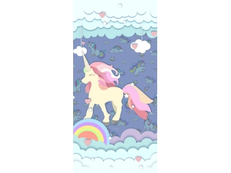 Diseño Digital del Edredón con lazos Unicornio