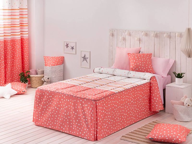Colcha Verano Confecciones Paula Cenefas rosa