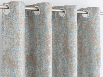 Cortina con ojales metálicos Ceuta beige jacquard