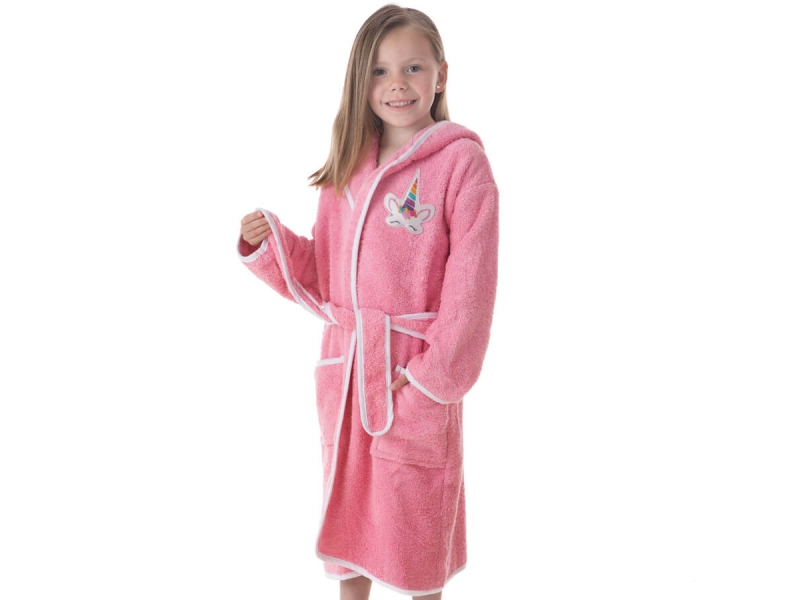 Albornoz Infantil Algodón Natural Pink Unicorn