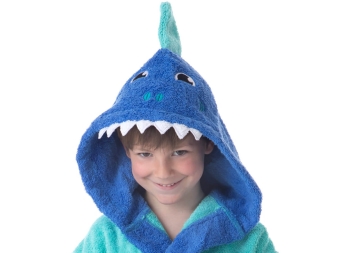 Albornoz Shark Boy con cabeza de tiburón turquesa