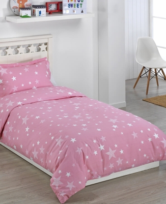 Funda Nórdica Juvenil Stars + Funda Cojín rosa