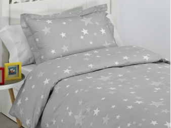 Dúo Nórdico Stars gris con funda de cojín y de almohada