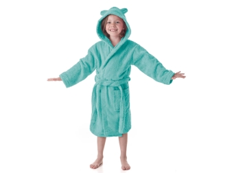Albornoz Infantil Liso Capucha Orejas turquesa