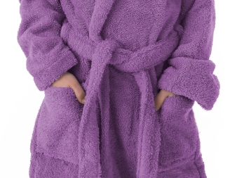 Albornoz para niñas y niños morado Liso Orejas