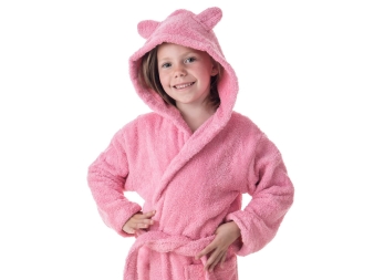 Albornoz para niñas y niños rosa Liso Orejas