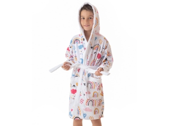 Albornoz Infantil Rainbows Capucha Terciopelo