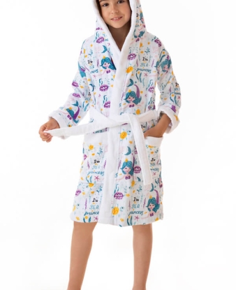 Albornoz Infantil Sirenitas Capucha Terciopelo