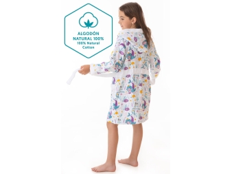 Albornoz de Algodón Natural Sirenitas con Capucha