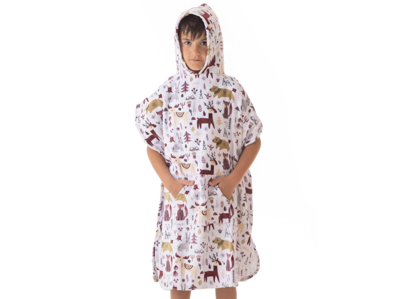 Poncho Infantil Animals Botones y Capucha