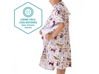 Poncho Algodón Natural con Botones Animals