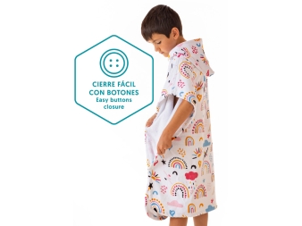 Poncho Infantil Rainbows. Cierre con botones