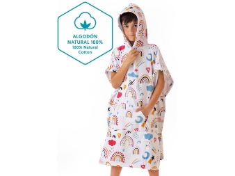 Poncho de Algodón Natural Rainbows de Dhestia Home