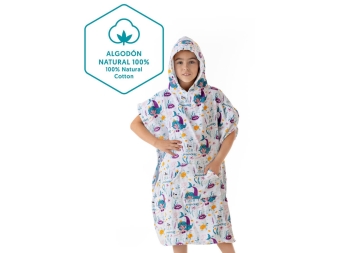 Poncho Infantil Sirenitas de Algodón Natural