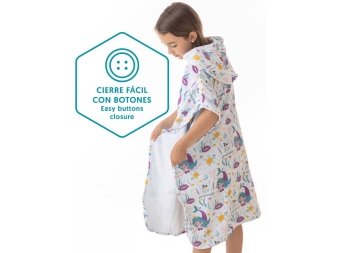 Poncho Infantil Sirenitas con Botones a Presión