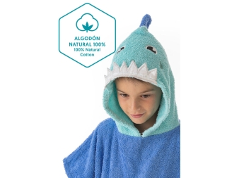 Poncho de Algodón Natural Shark Blu Dhestia