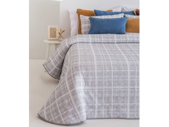 Edredón a Cuadros Jaspeados Segura gris jacquard