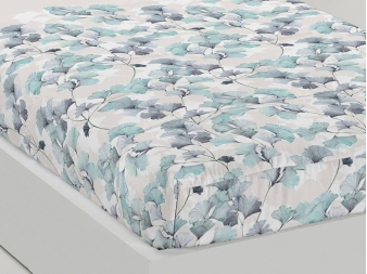 Edredón Flora turquesa de JVR con esquinas elásticas