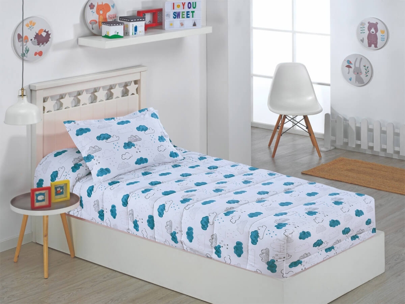 Edredón Ajustable Infantil Nubes Agua Dhestia