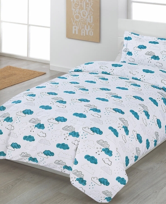 Funda Nórdica Infantil Nubes Agua + Cojín