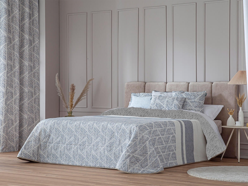 Edredón Borreguillo Jacquard Béjar azul