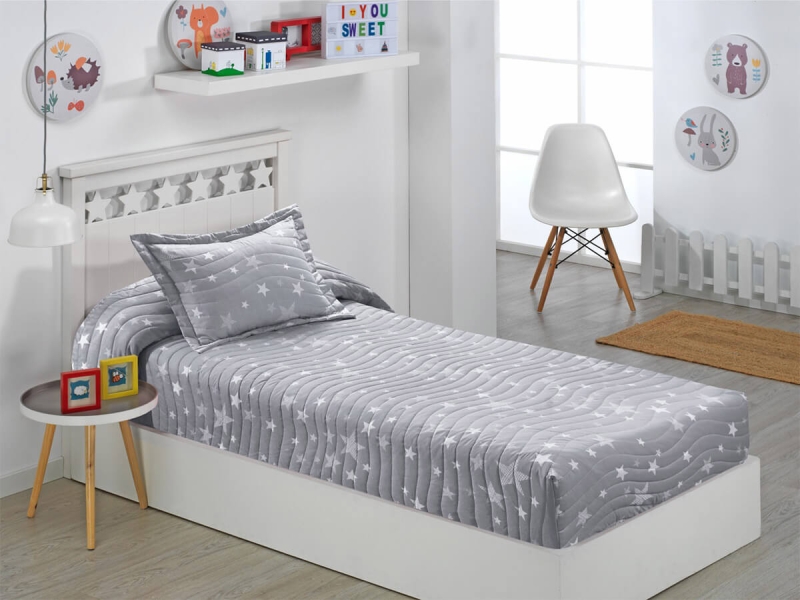 Colcha Ajustable Verano Stars gris Dhestia