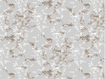 Metraje de Tejido Chloe gris con diseño botánico