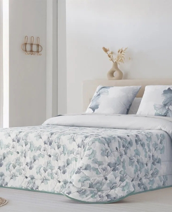 Edredón Invierno Algodón Flora JVR turquesa