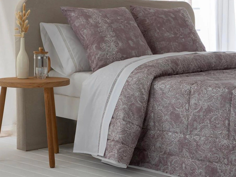 Edredón de Algodón Iris malva con más acolchado