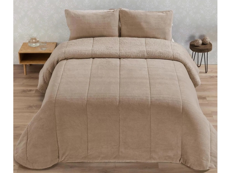 Comforter Riso Semiliso con Forro Polar color arena C09