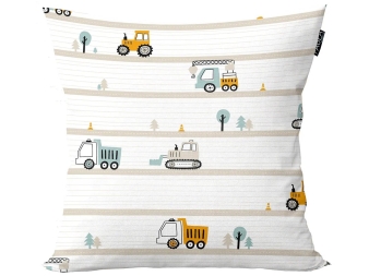 Cojín Infantil Truck 40x40 cm con relleno, diseño camiones