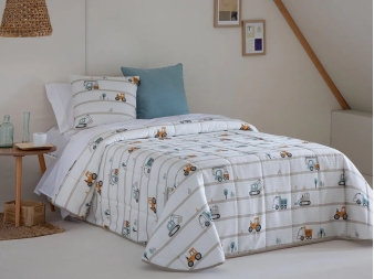 Colcha Gran Confort Truck 200g/m², diseño de camiones en habitación infantil