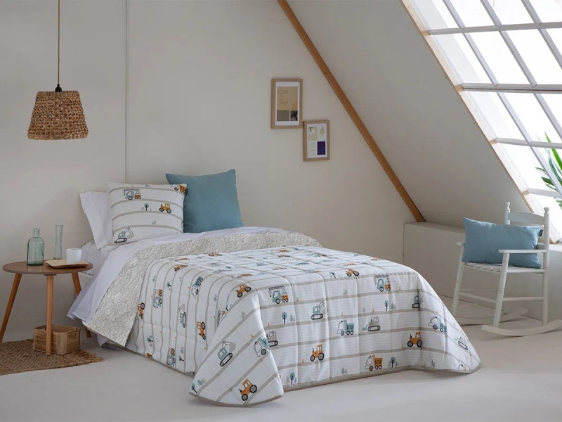 Edredón Sherpa Infantil Truck Vista Completa Cama