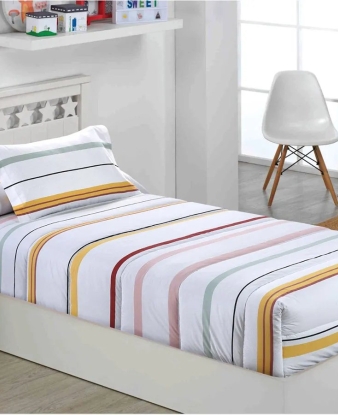 Edredón Ajustable Xàbia Rayas Multicolores con Funda de Cojín Ambiente Cama