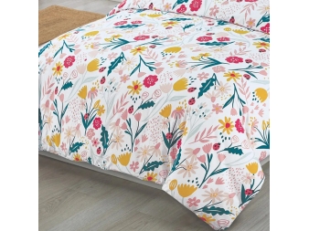 Primer plano del estampado de flores en la Funda Nórdica Florenzia