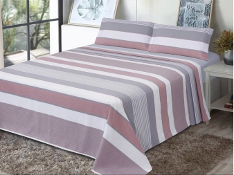 Juego de Sábanas Zarautz Nude de Dhestia Home en diseño de rayas para cama de matrimonio