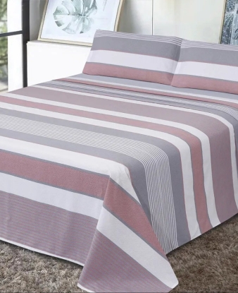 Juego de Sábanas Zarautz Nude de Dhestia Home en diseño de rayas para cama de matrimonio