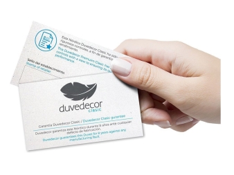 Tarjeta de garantía 8 años Duvedecor Clasic