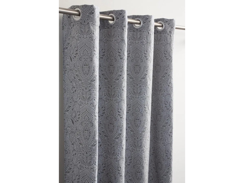 Cortina Rute gris jacquard cachemir con ojales