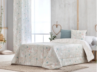 Edredón sherpa Misty Beige en cama infantil – borreguito polar