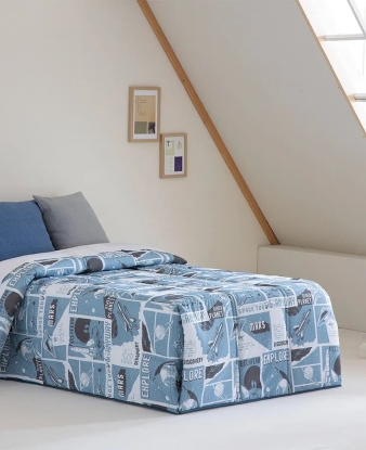 Edredón Comforter Planet School azul Confecciones Paula cama juvenil