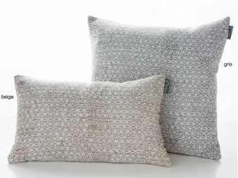 Cojín Salar jacquard comparativa colores beige vs gris