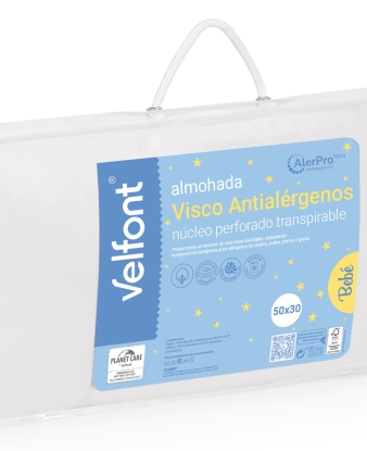 Presentación de la almohada visco antialérgenos bebé Velfont