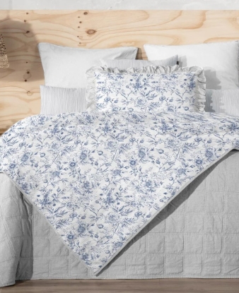 colcha bouti ceramic wash 451 azul reversible floral manterol