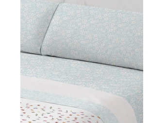 detalle sabanas cotton deco 532 flores azul suave manterol