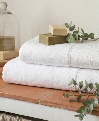 set toallas garment wash ln blancas bordadas manterol