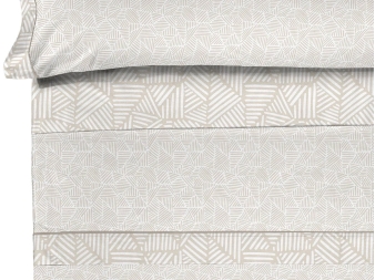 detalle sabanas margot beige tejido geometrico pierre cardin