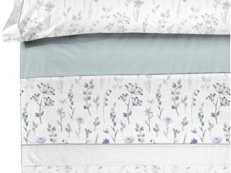 detalle sabanas sofie turquesa estampado floral pierre cardin