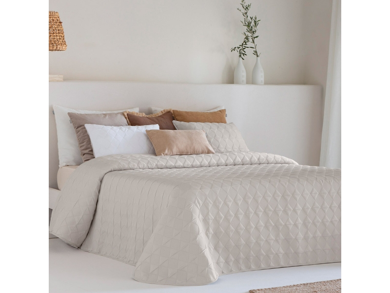 colcha reversible sina lado beige vista frontal sandeco